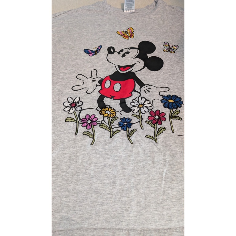 Women's Disney Micky Mouse Tshirt Size XL with Embroidered Flowers